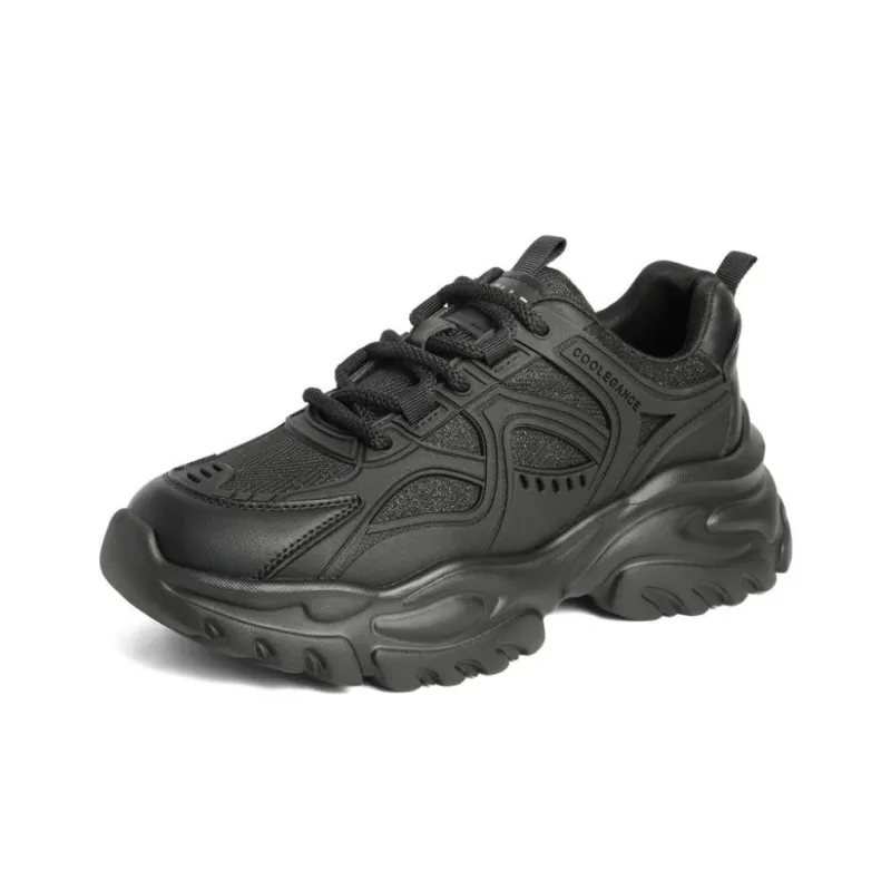 BELLE Abrasion-Resistant Slip-Resistant Low-Top Chunky Sneakers Women's _Nsec Beige Black-1