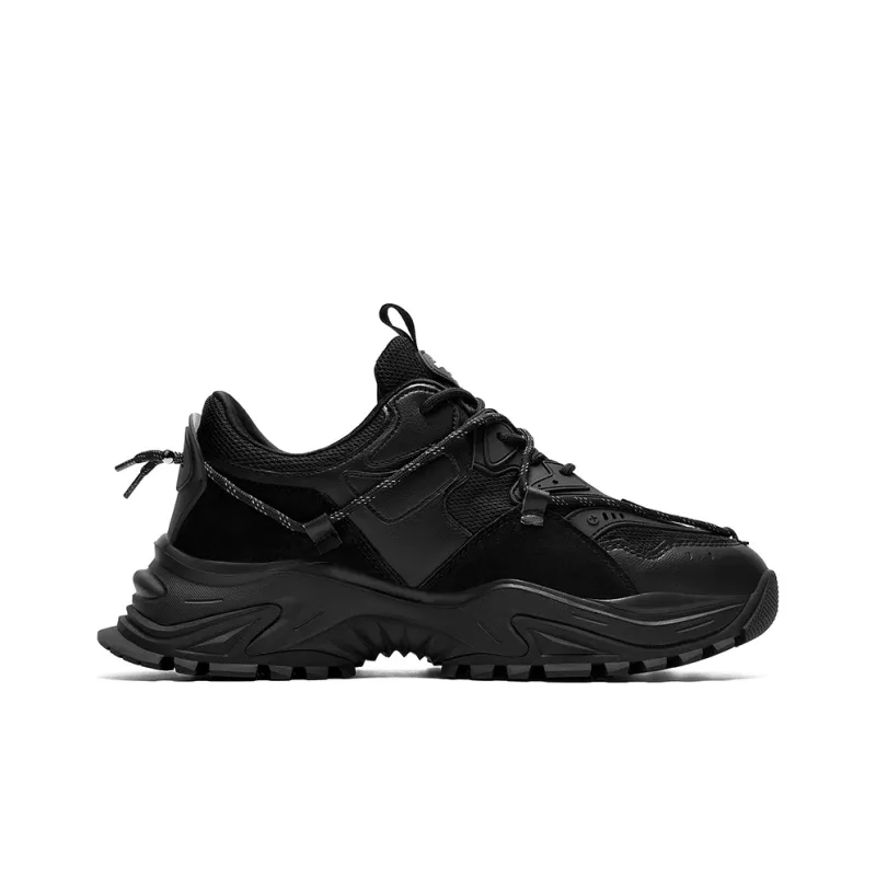 Masongarments Shark Tooth No. 2 Cushioning Height Increasing Low-Top Chunky Sneakers Unisex Black-1