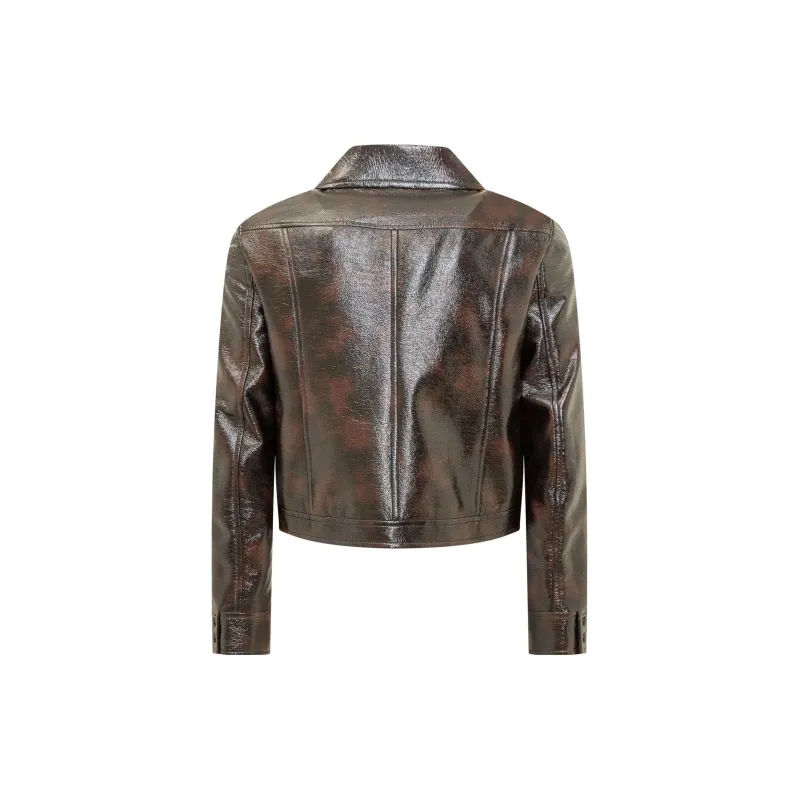 COURREGES Press stud Patent Cropped Jacket-1