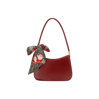 GXFMOD Leather Silk Scarf Shoulder Bag Medium Size Women's Burgundy