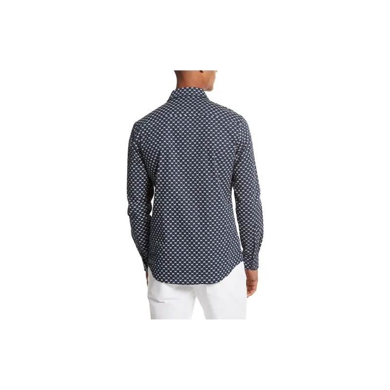 MICHAEL KORS Stretch Cotton Logo Shirt Shirt Men's Midnight Blue-1