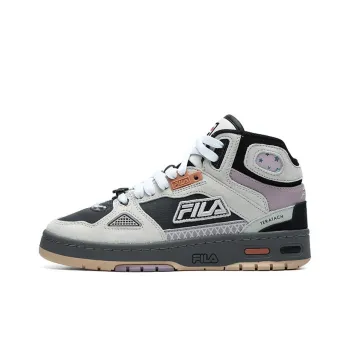 FILA FUSION Teratach Cushioning Anti Slip And Wear Resistant Mid Top Vintage Basketball Shoes Women's Black Gray Color