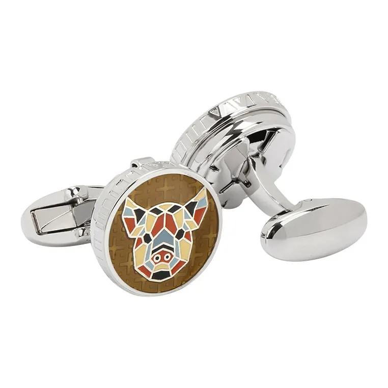 MUSTKOO White Gold Plated Copper Enamel Filled Cufflinks Men's-7