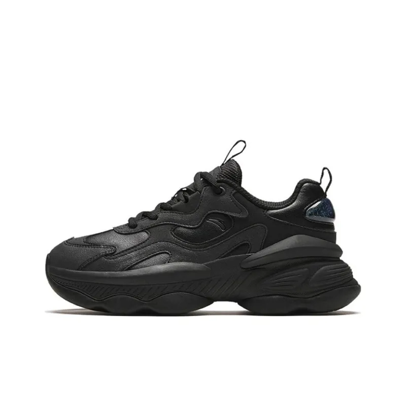 Anta Nutty Shoes Cushioning Wear Resistant Low Top Chunky Sneakers Women's Black-0
