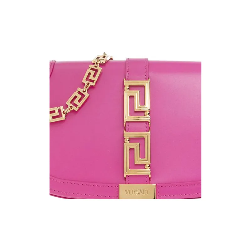 VERSACE Greca Goddess Cow Leather Portable Crossbody Bag, Shoulder Bag Women's Fuchsia-2