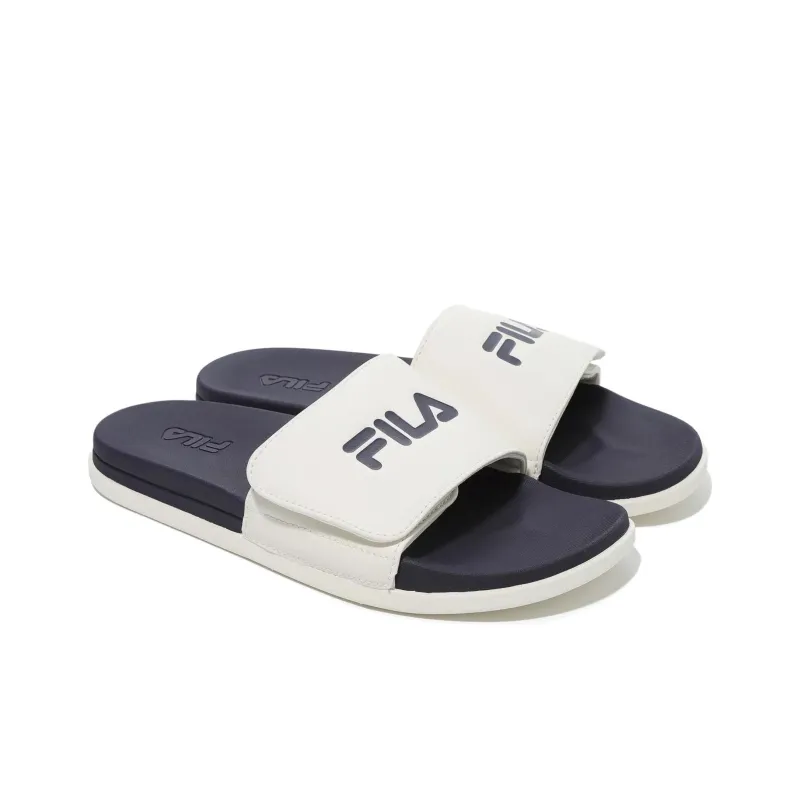 FILA Rubber Sole Abrasion Resistant Slide Slippers Unisex Blue White Korean Style-2
