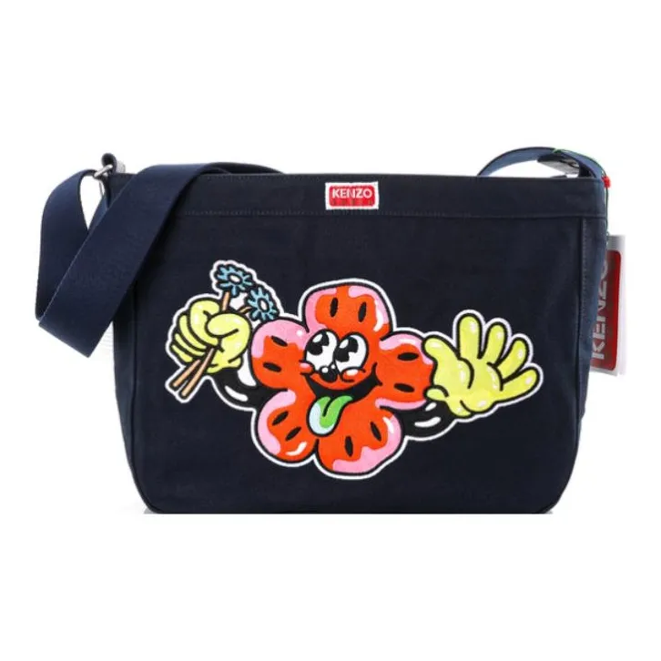 KENZO 100% Cotton Crossbody Bag, Shoulder Bag Men's Navy Blue-2