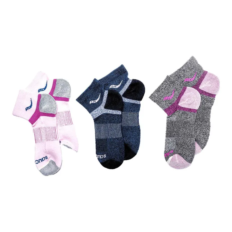 Saucony Inferno Merino Wool Blend Quarter 3-Pack Sock Ankle Socks Women's 3 Pack-3