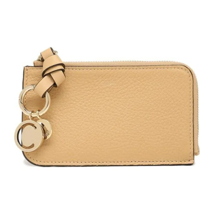 Chloe Leather Coin Purse Unisex Beige-0