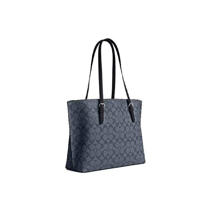 COACH Mollie PVC With Skin Tote Bag, Shopping Bag, Handbag, Shoulder Bag Women's Midnight Marine Blue-1