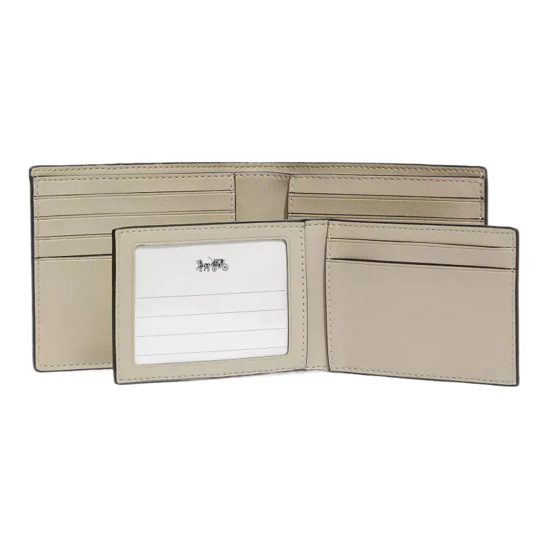 COACH 3 IN 1 Wallet Canvas With Calfskin Wallet Mini Men's White & Candy Orange-2