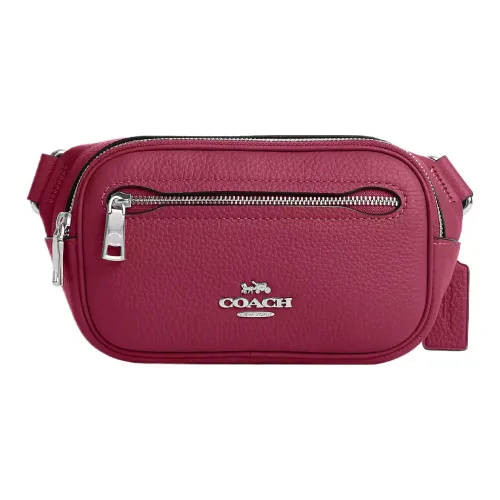 COACH Belt Pebbled Leather Sling Bags One Shoulder Crossbody Fanny Pack Mini Women's Bright Purple