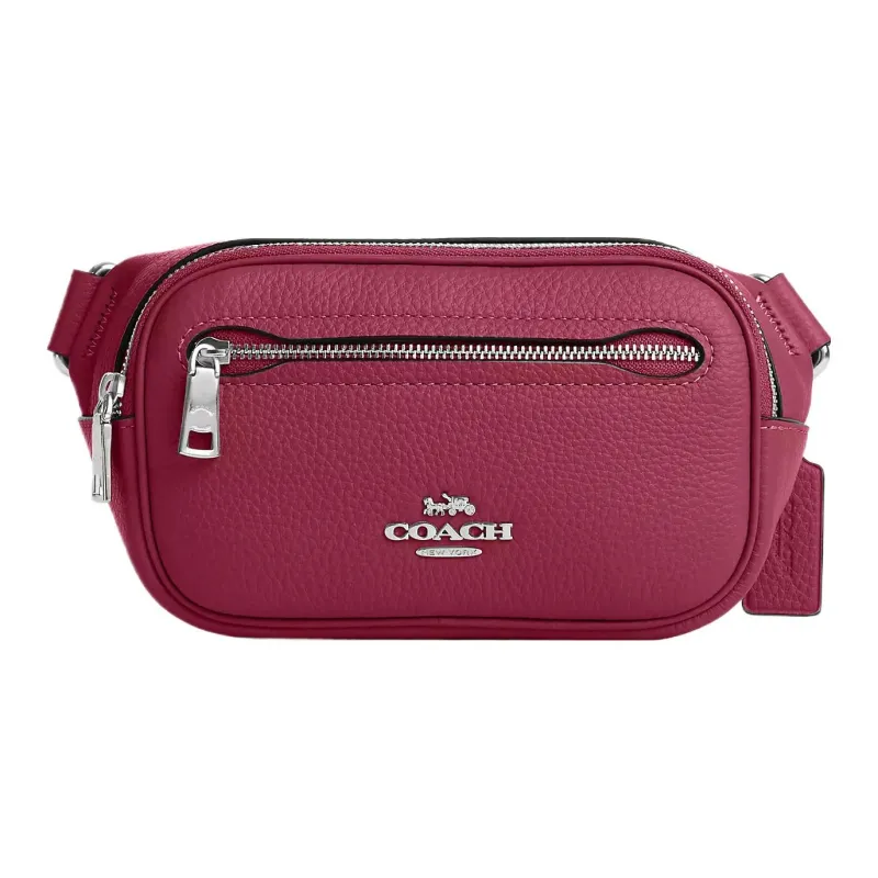 COACH Pebbled Leather Sling Bag, One Shoulder, Crossbody, Fanny Pack Mini Women's Bright Purple-0