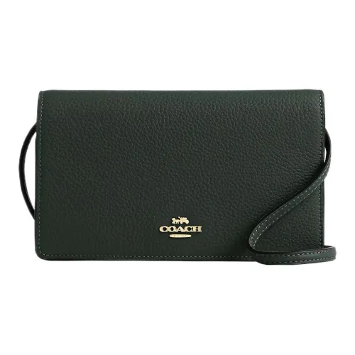 COACH Anna High-Quality Pebbled Leather Small Square Bag Shoulder Bag Crossbody Bag Small Size Women's Amazon Green