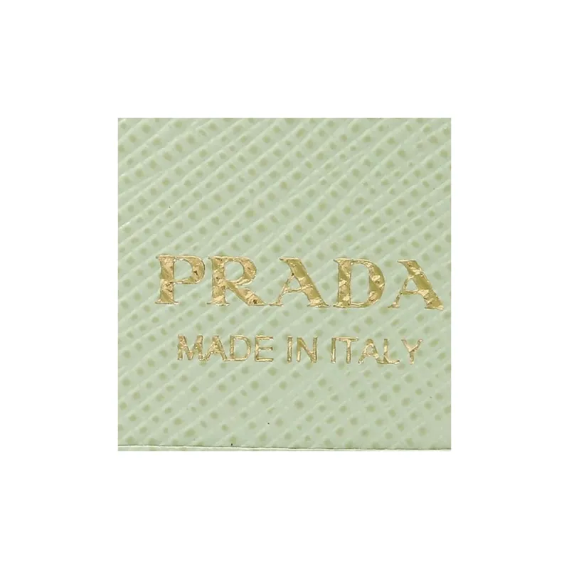 PRADA Saffiano Leather Key Pouch Women's Light Green-6