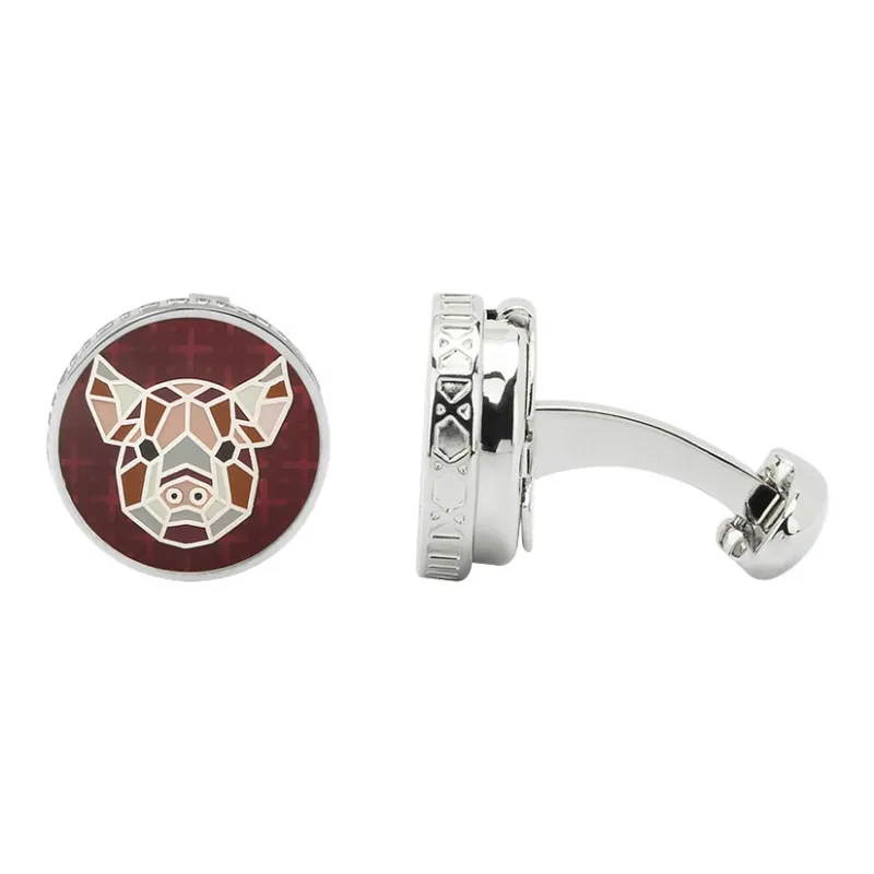 MUSTKOO White Gold Plated Copper Enamel Filled Cufflinks Men's-1
