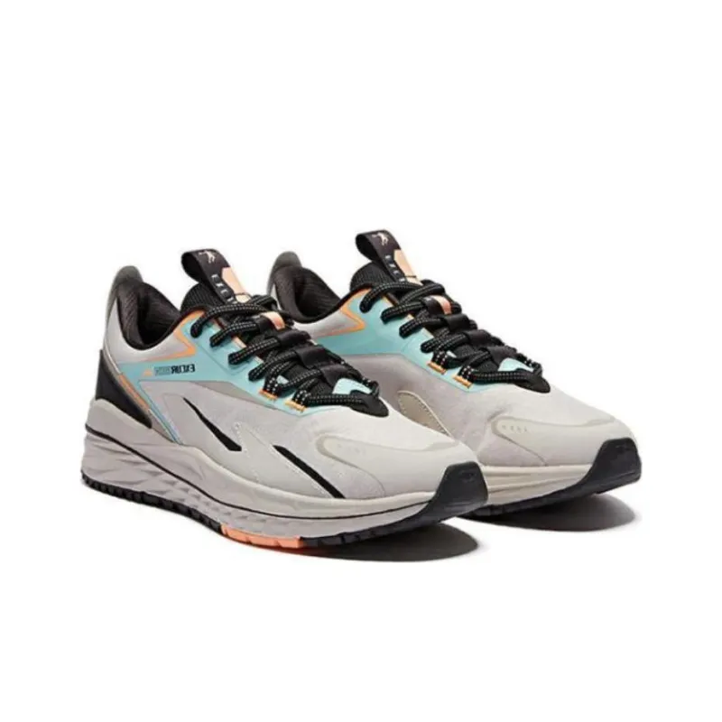 QIAODAN Cushioning, Slip Resistant, And Abrasion Resistant Low Top Running Shoes Men's Gray Black Blue-2