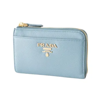 PRADA Leather Wallet Key Pouch Women's Blue