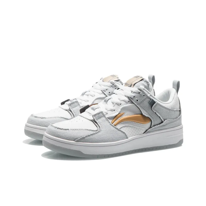 LiNing Layer Pro Coverage Warm Slip Resistant Low Top Skateboard Shoes Men's White Gray-2