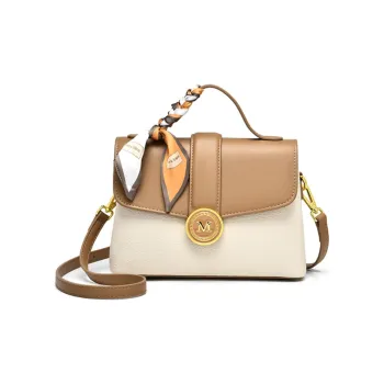 Versman PU One Shoulder Handbag Medium Size Women's Apricot & Khaki/Classic Black