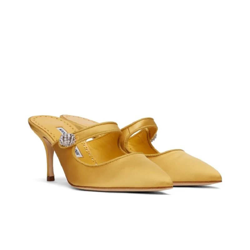 MANOLO BLAHNIK Wrap-toe Slippers Women's Yellow-2