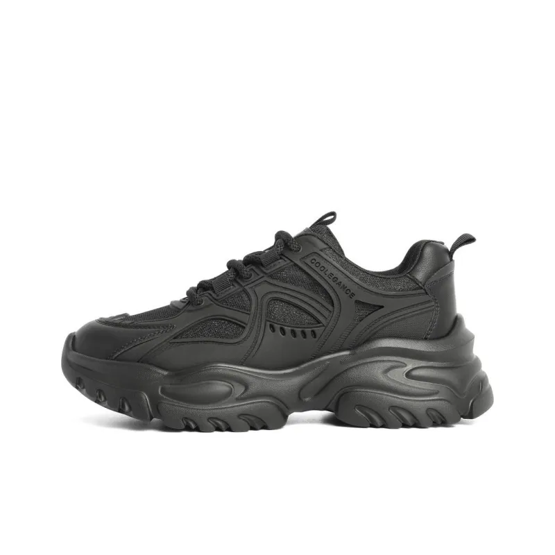 BELLE Abrasion-Resistant Slip-Resistant Low-Top Chunky Sneakers Women's _Nsec Beige Black-0