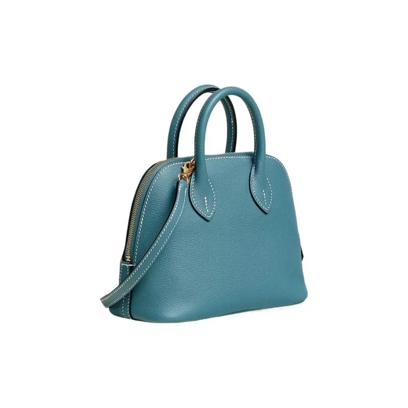 HERMES Bolide Evercolor Leather Bowling Bag Handbag Shoulder Bag Crossbody Bag Mini Women's D2 New Bleu Jean Denim Blue-2