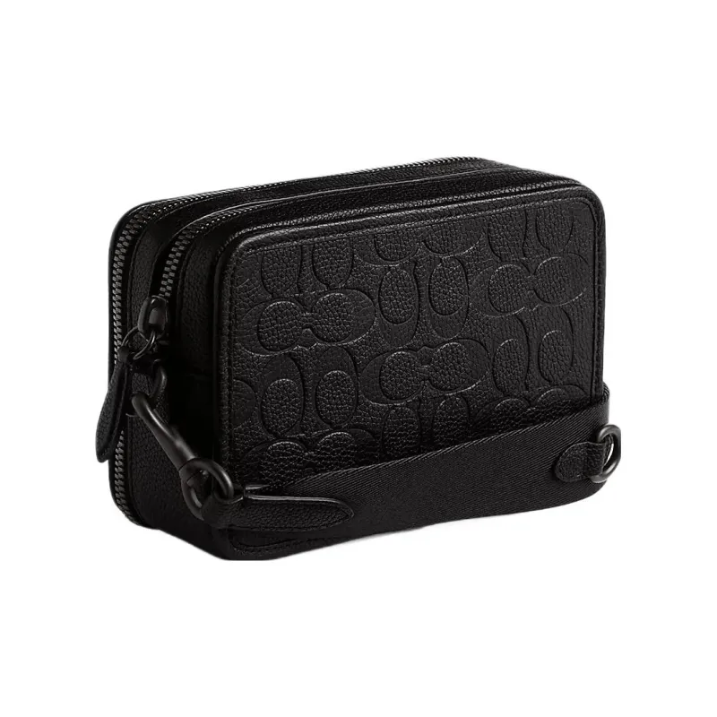 COACH Charter Cow Leather Shoulder Bag, Crossbody Bag Trumpets Men's Black-1