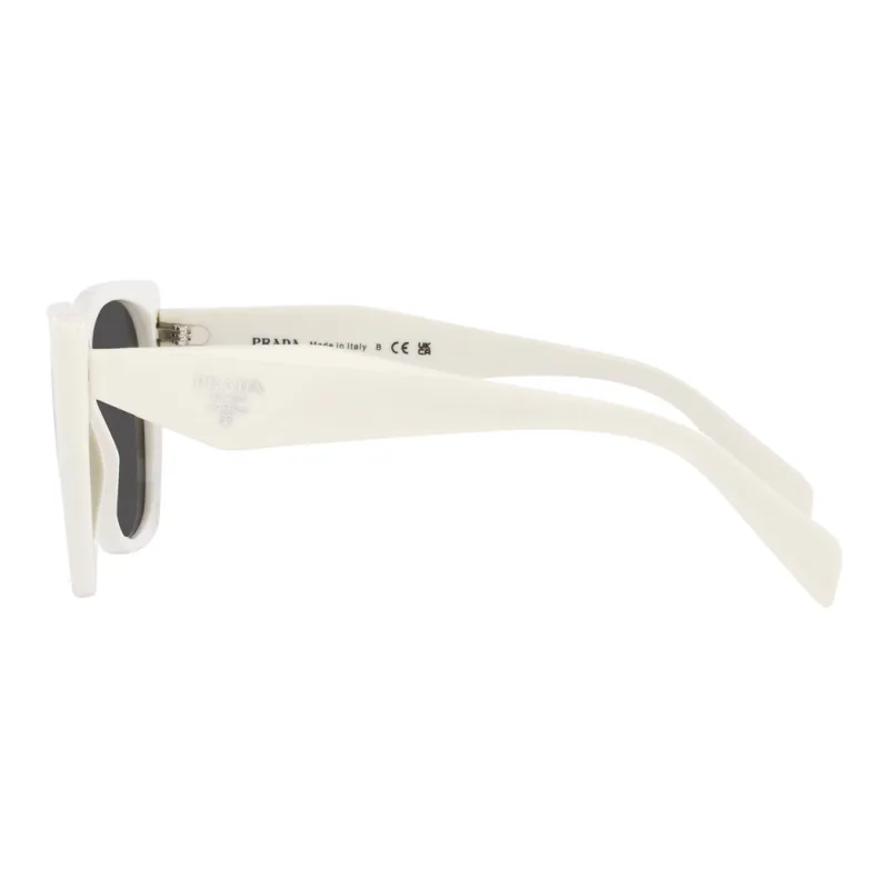 PRADA Plastic Irregular Shape Sunglasses Women's White-3