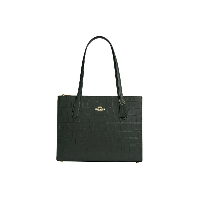 COACH Cow Leather Tote Bag, Shopping Bag, Leather Handbag, Shoulder Bag Women's Amazon Green-0
