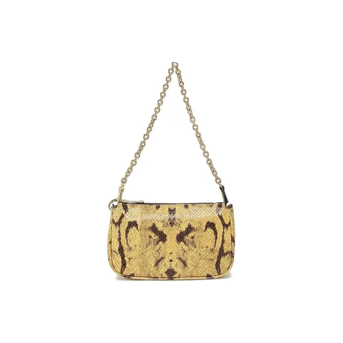 Furla Leather Handbag, Shoulder Bag Women's Yellow Python Print