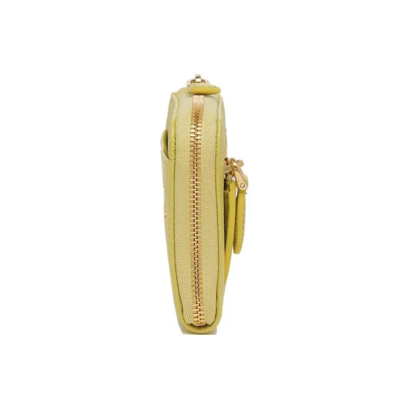 PRADA Leather Wallet Key Pouch Women's Yellow-2