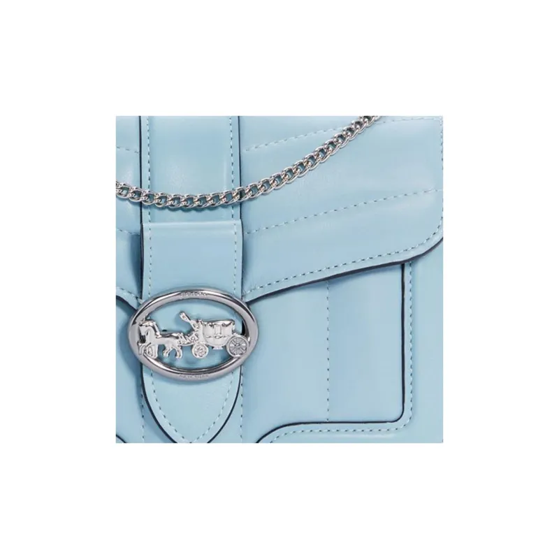 COACH Georgie Leather Small Square Bag Shoulder Bag Crossbody Bag Small Size Women's Ice Blue-2