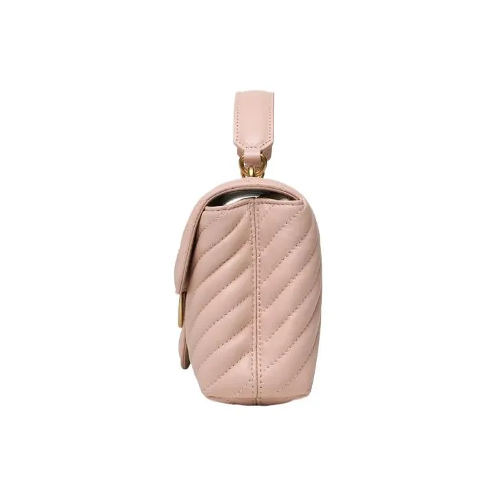 PINKO Puff Leather Handbag, Shoulder Bag, Crossbody Bag Women's Pink-3