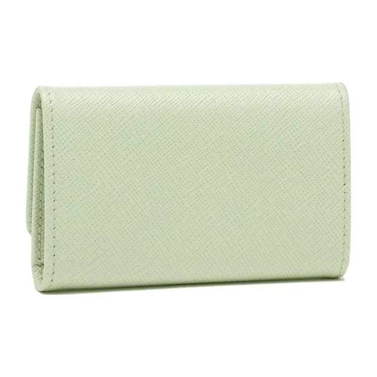 PRADA Saffiano Leather Key Pouch Women's Light Green-1