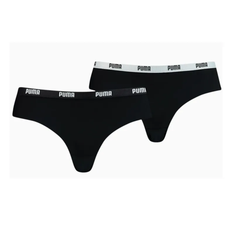PUMA Women's Microfiber Brazilian 2 Pack Underpants Women's 2 Pack Black-0