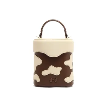 MICOCAH PU Box Bag Bucket Bag Crossbody Handbag Regular Women's Coffee Milk/Mulberry Cheese