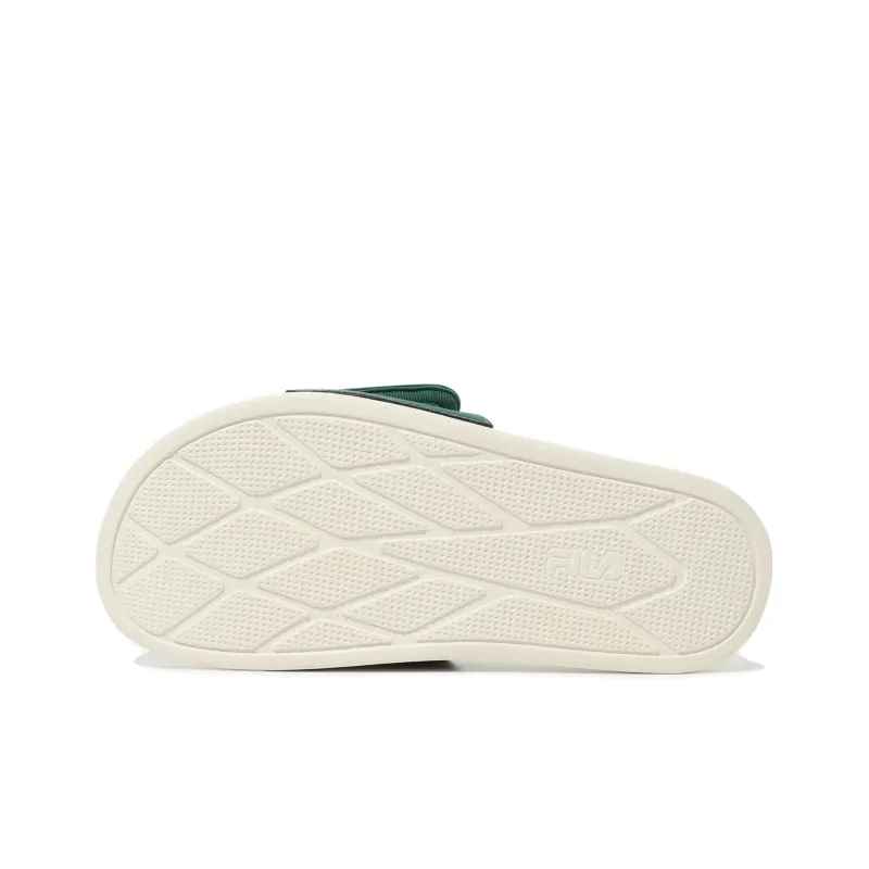FILA Rubber Sole Abrasion Resistant Slide Slippers Unisex Green Beige Korean Style-5