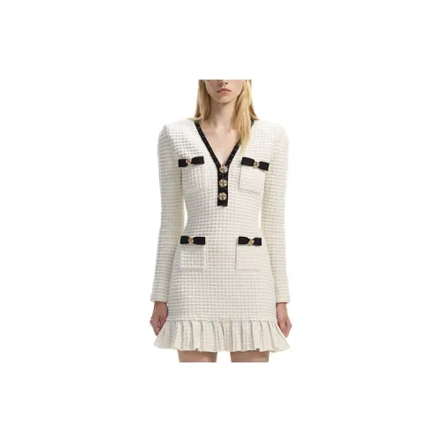 Self-portrait Long-Sleeved Dresses Women's Ivory White