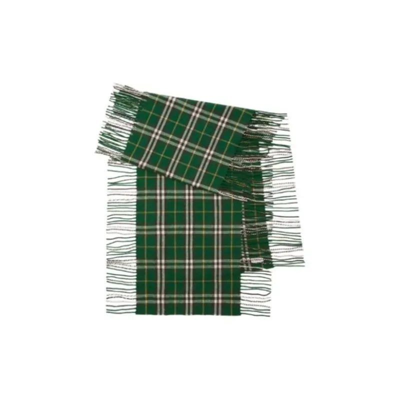 Burberry Checked Cashmere Fringed Scarf-1