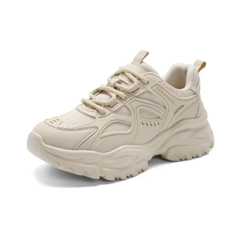 BELLE Abrasion-Resistant Slip-Resistant Low-Top Chunky Sneakers Women's _Nsec Beige Black-6