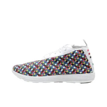 Nike Lunar Chukka Woven Rainbow Wear-resistant And Lightweight Low-Top Running Shoes Unisex White Pink Blue