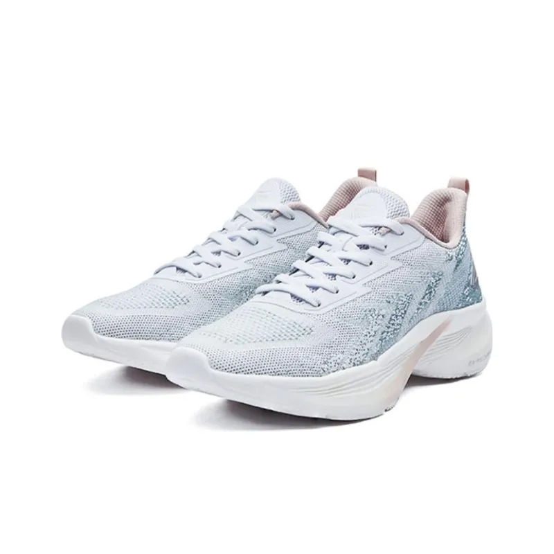 Erke Anti Slip Wear Resistant Low Top Running Shoes Women's White Green-2