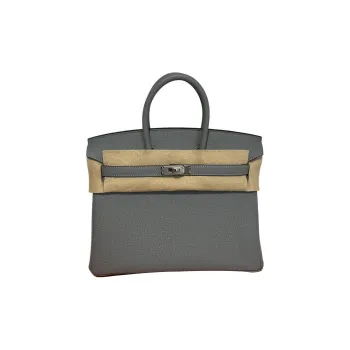 HERMES Birkin Togo Calfskin Birkin Bag Handbags Women's Linen Blue Inner With D0 Warrior Dog Design
