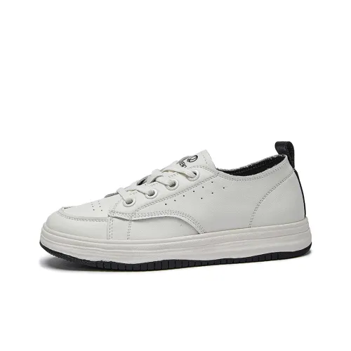 LAORENTOU Durable Lightweight And Breathable Low Top Skateboard Shoes 2.5cm Women's Ecru
