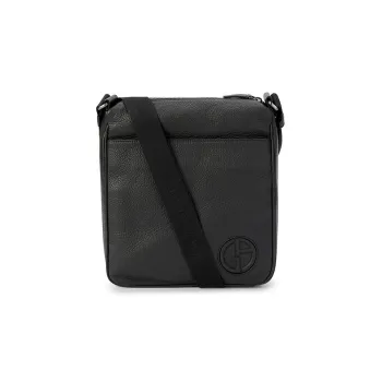 GIORGIO ARMANI Leather Crossbody Bag Shoulder Bag Men's Black