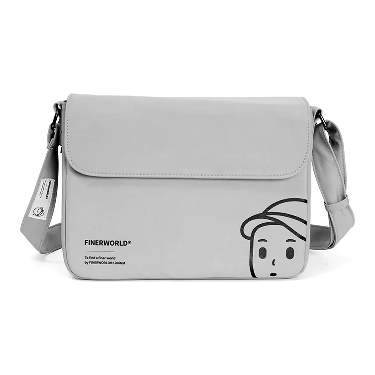 Finerworld Nylon Messenger Bag, Crossbody Bag Regular Unisex Solid Color-3