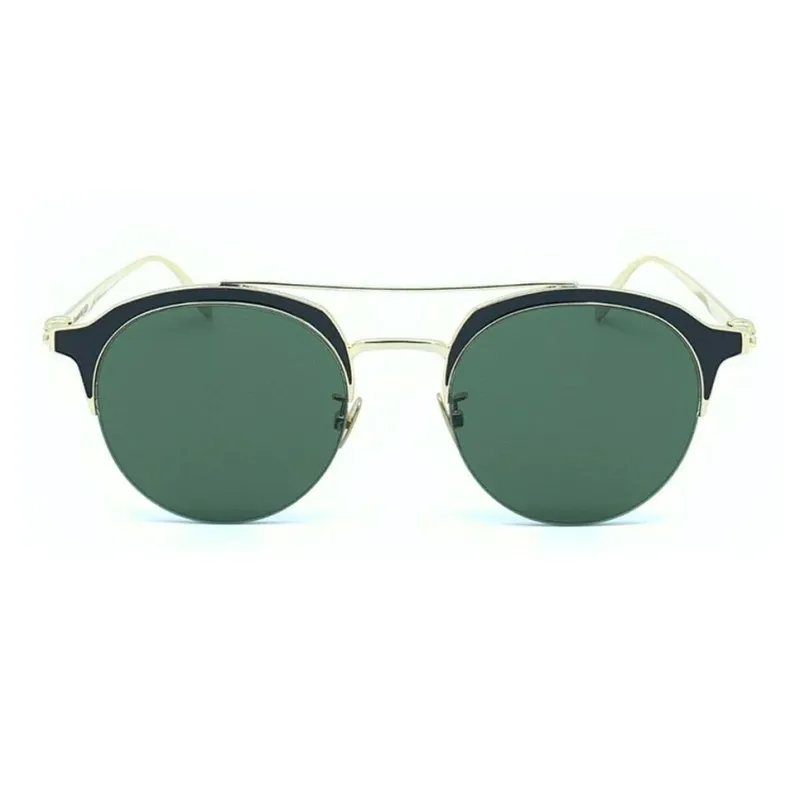 McQ Alexander McQueen Metal Round Sunglasses Unisex Gold-0