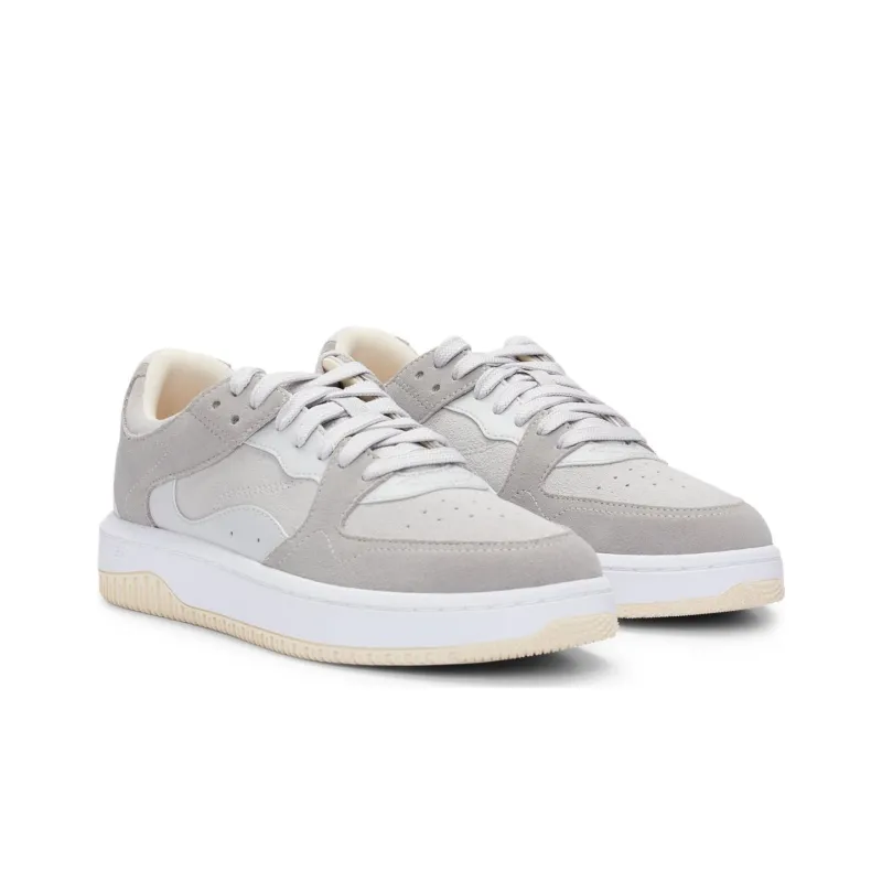 HUGO BOSS Wear-Resistant Low-Top Skateboard Shoes Women's Gray White-2