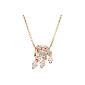 Swarovski Cubic Zirconia Faux Crystal Rose Gold Tone Plated Necklaces Unisex Pink